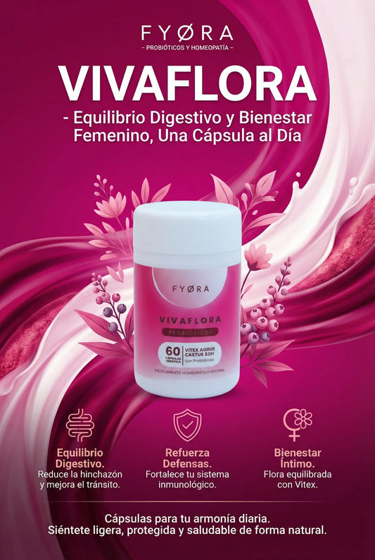 Viva Flora - Cápsulas Probióticas para el Equilibrio Vaginal y Salud Femenina (60 Cápsulas)